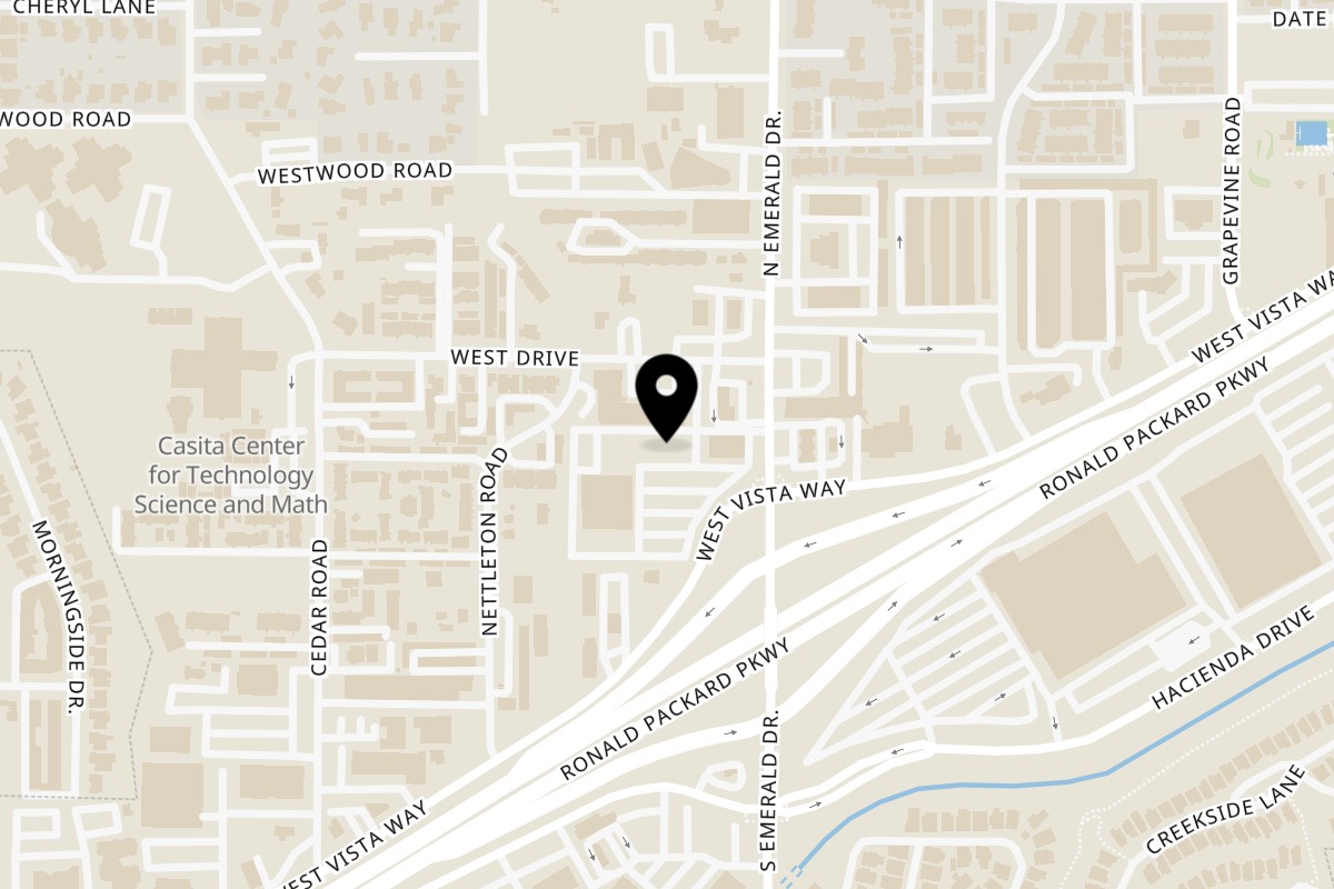 Map showing the location of Pizza On Tap (P.O.T) on 1825 W Vista Way A2 in Vista